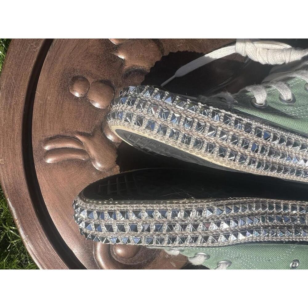 NAN KU Couture Cruise Studded High Top Sneakers Distressed Green Size 40 US 9 - Picture 10 of 15